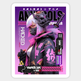 AKIBA DRIP - ⚫🟪⚫ ANTI IDOLS - CYBER SAMURAI - HACKER GIRL X2 ⚫🟪⚫ Sticker